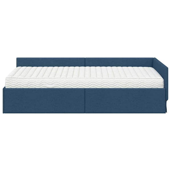 Eckbett mit Matratze, Blau Stoff, 2-teilig
