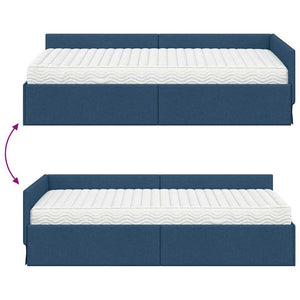 Eckbett mit Matratze, Blau Stoff, 2-teilig