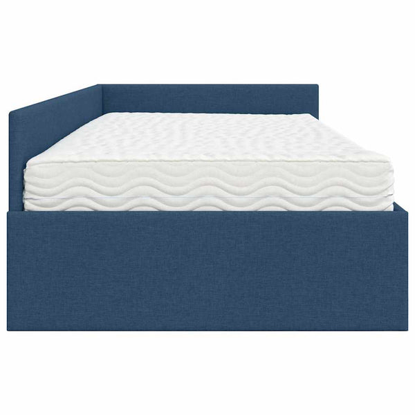 Eckbett mit Matratze, Blau Stoff, 2-teilig
