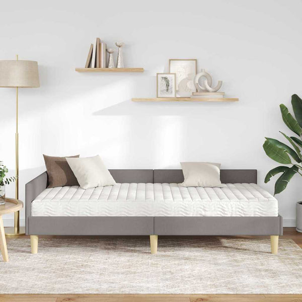 Eckbett mit Matratze Taupe Stoff