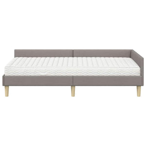 Eckbett mit Matratze Taupe Stoff