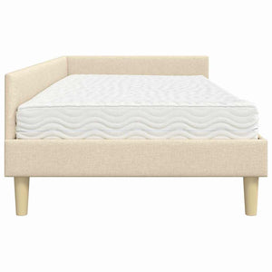 Eckbettgestell mit Matratze Creme Stoff