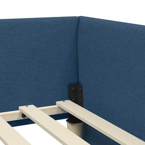 Eckbett mit Matratze Blau Stoff