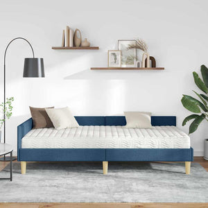 Eckbett mit Matratze Blau Stoff