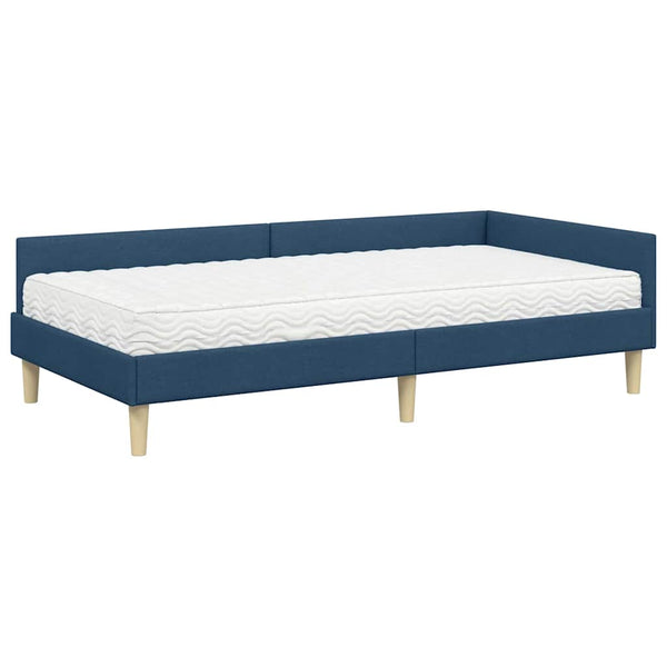 Eckbett mit Matratze Blau Stoff