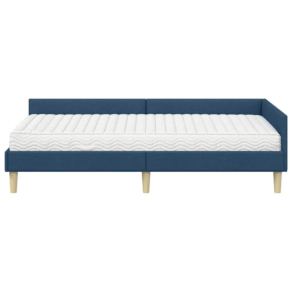 Eckbett mit Matratze Blau Stoff