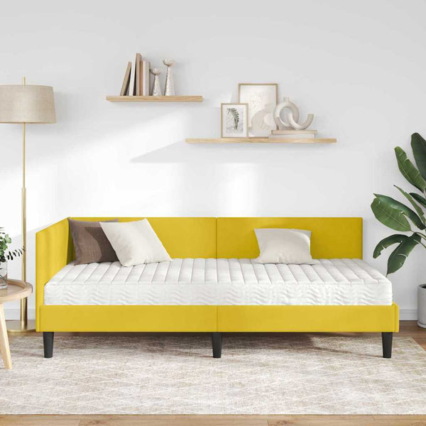 Gelbes Eckbett mit Matratze Samt