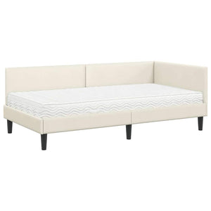 Eckbettgestell mit Matratze Creme Samt