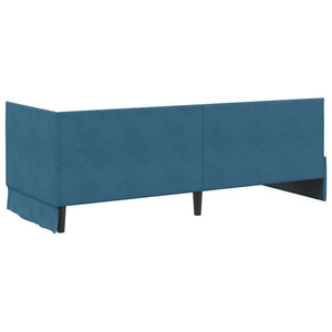 Blaues Samt Eckbett mit Matratze