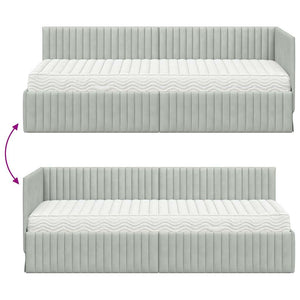 Eckbett mit Matratze Hellgrau Samt