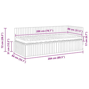 Eckbett mit Matratze Hellgrau Samt