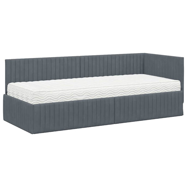 Eckbett mit Matratze Grau Samt