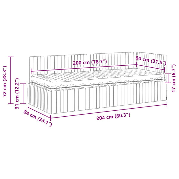 Grünes Samt Eckbett mit Matratze und Kopfteil