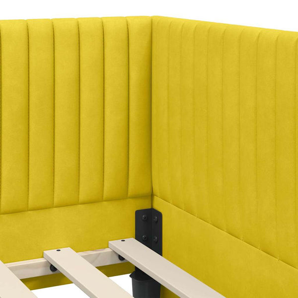 vidaXL Cadre de lit d'angle avec matelas et tête de lit 2 pcs Velours jaune