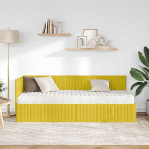 vidaXL Cadre de lit d'angle avec matelas et tête de lit 2 pcs Velours jaune