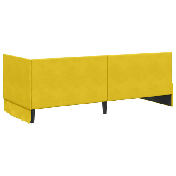vidaXL Cadre de lit d'angle avec matelas et tête de lit 2 pcs Velours jaune