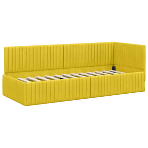 vidaXL Cadre de lit d'angle avec matelas et tête de lit 2 pcs Velours jaune