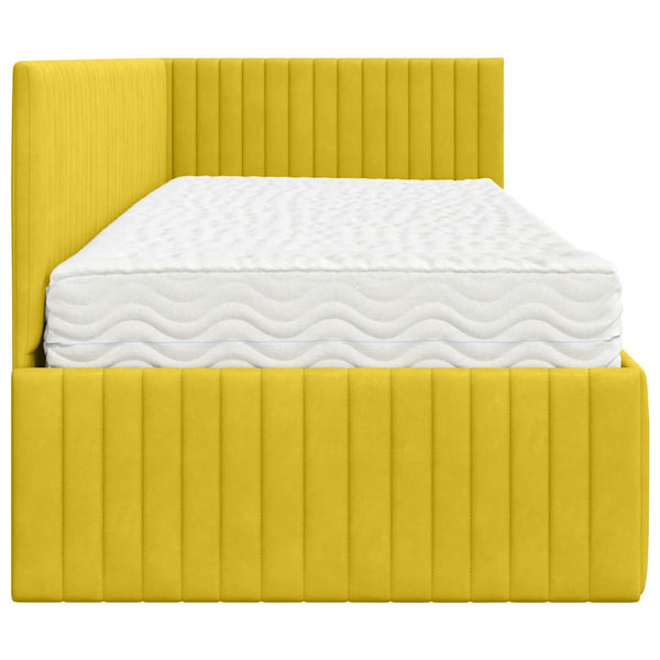 vidaXL Cadre de lit d'angle avec matelas et tête de lit 2 pcs Velours jaune