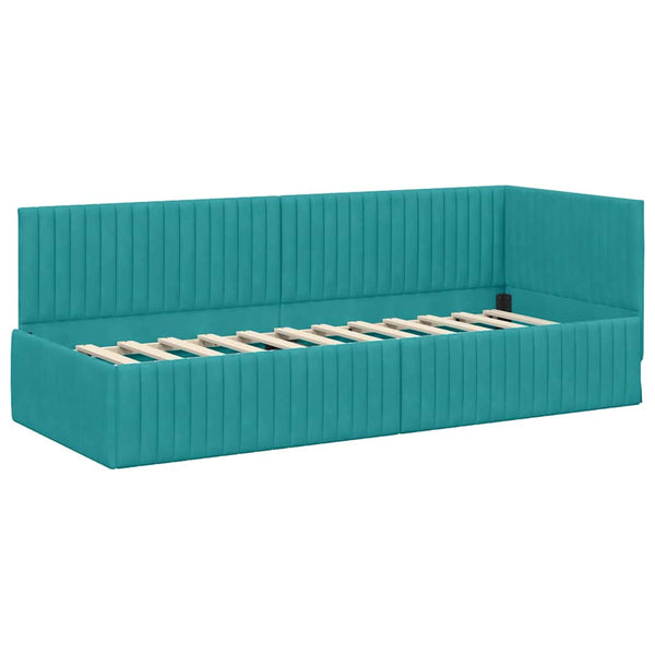 Türkis Samt Eckbett mit Matratze