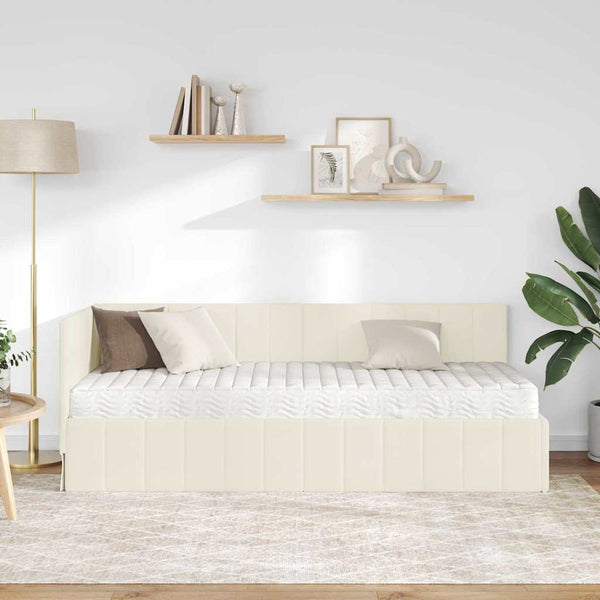 Eckbett mit Matratze Creme Samt