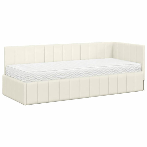 Eckbett mit Matratze Creme Samt