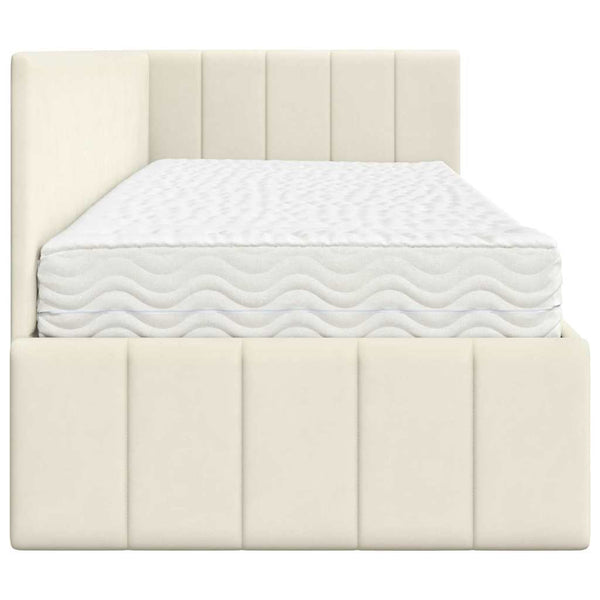Eckbett mit Matratze Creme Samt
