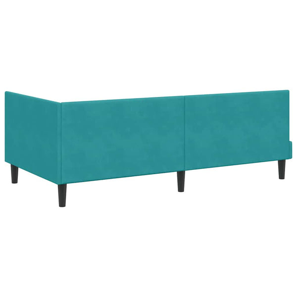 Eckbettgestell mit Matratze Türkis Samt 90x190 cm