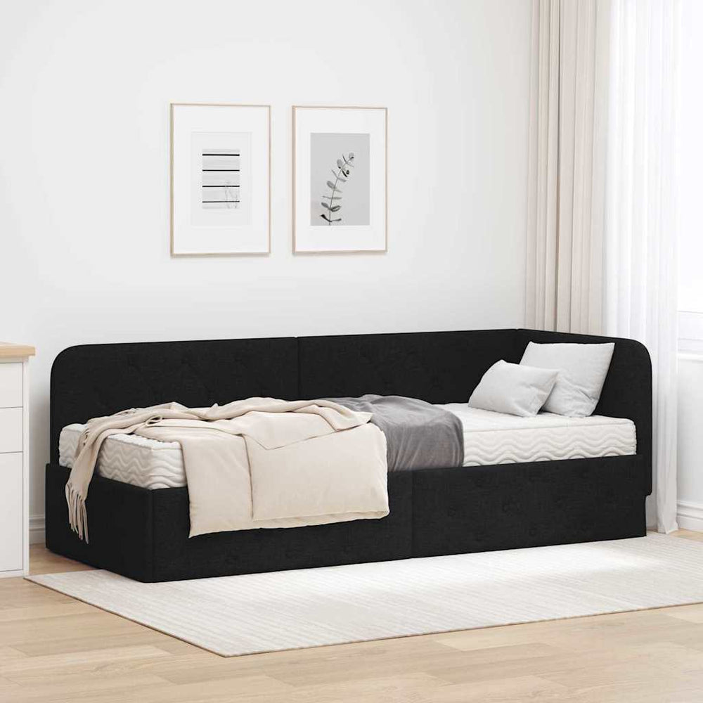 Schwarzes Eckbettgestell 80x200 cm