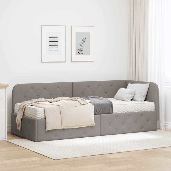 vidaXL Cadre de lit d'angle taupe 80 x 200 cm tissu