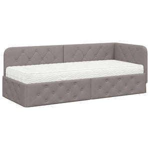 vidaXL Cadre de lit d'angle taupe 80 x 200 cm tissu