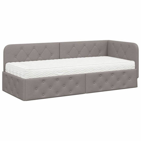 vidaXL Cadre de lit d'angle taupe 80 x 200 cm tissu