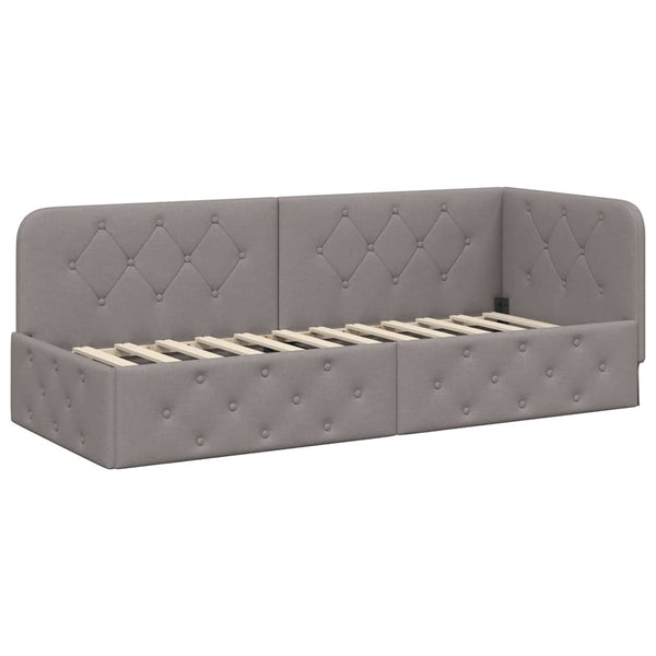vidaXL Cadre de lit d'angle taupe 80 x 200 cm tissu
