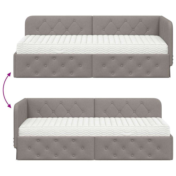 vidaXL Cadre de lit d'angle taupe 80 x 200 cm tissu