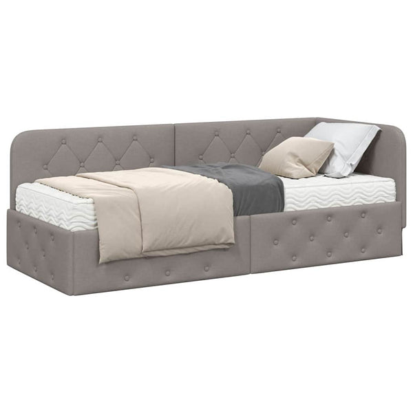 vidaXL Cadre de lit d'angle taupe 80 x 200 cm tissu