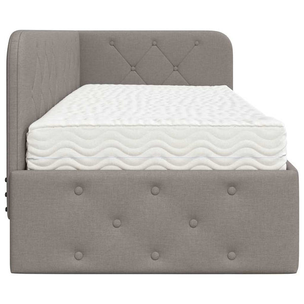 vidaXL Cadre de lit d'angle taupe 80 x 200 cm tissu