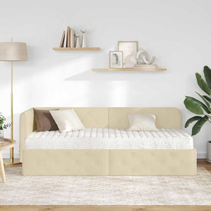 Eckbettgestell Creme Stoff 80x200 cm