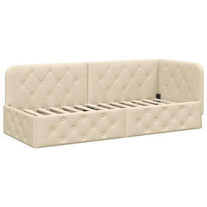 Eckbettgestell Creme Stoff 80x200 cm