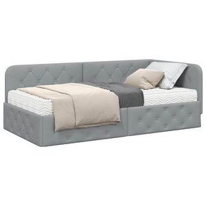 Eckbettgestell Hellgrau Stoff 90x190 cm