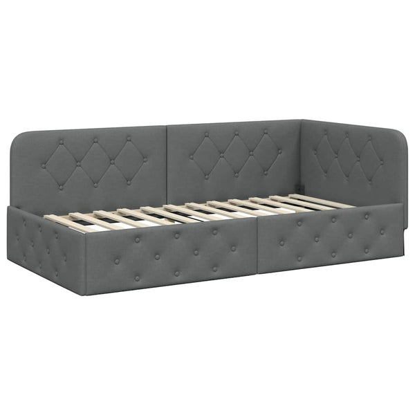 Eckbettgestell Dunkelgrau Stoff 90x190 cm