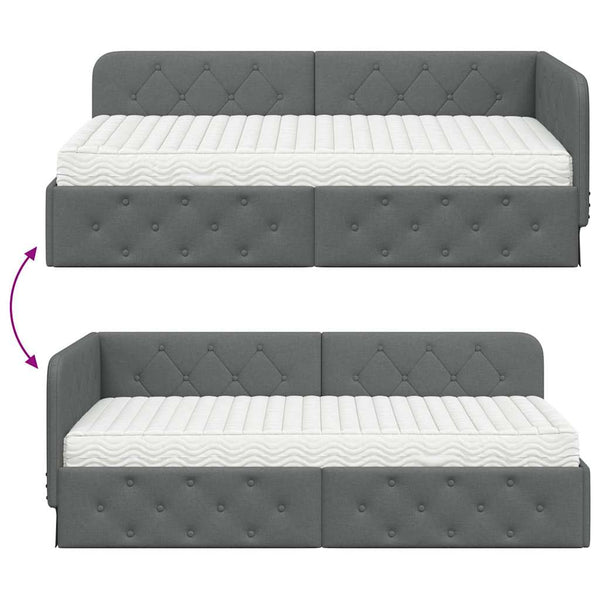Eckbettgestell Dunkelgrau Stoff 90x190 cm
