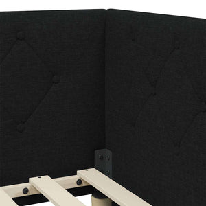 Schwarzes Eckbettgestell Stoff 90x190 cm