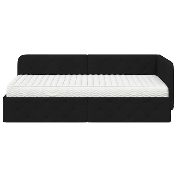 Schwarzes Eckbettgestell Stoff 90x190 cm