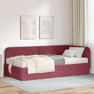 vidaXL Cadre de lit d'angle Rouge bordeaux 90 x 190 cm Tissu