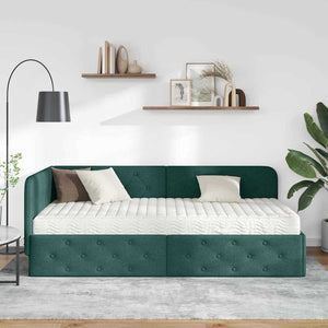 vidaXL Cadre de lit d'angle Vert foncé 90 x 190 cm Tissu