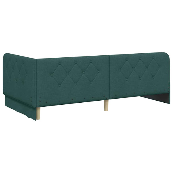 vidaXL Cadre de lit d'angle Vert foncé 90 x 190 cm Tissu