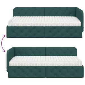 vidaXL Cadre de lit d'angle Vert foncé 90 x 190 cm Tissu