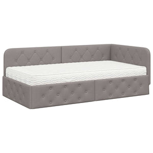 Eckbettgestell Taupe Stoff 90x190 cm