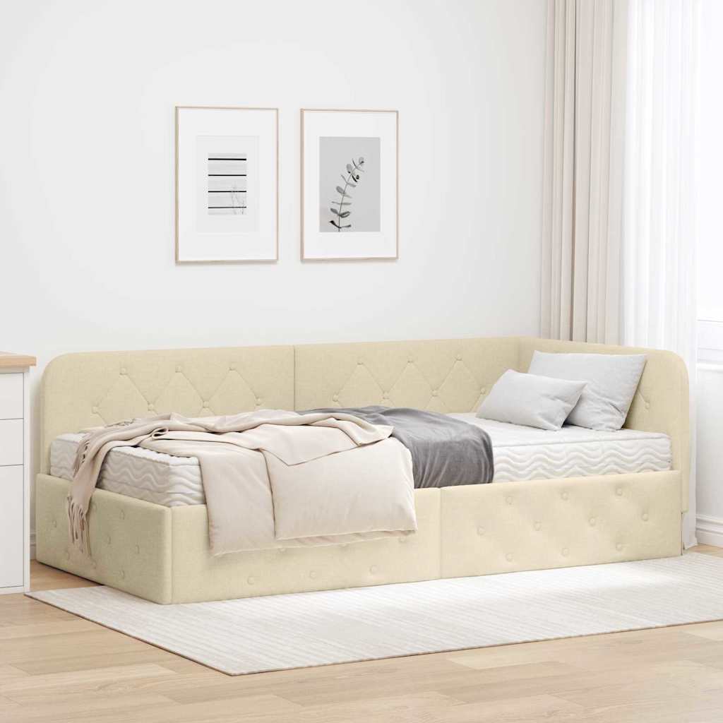 Eckbettgestell Creme 90x190 cm