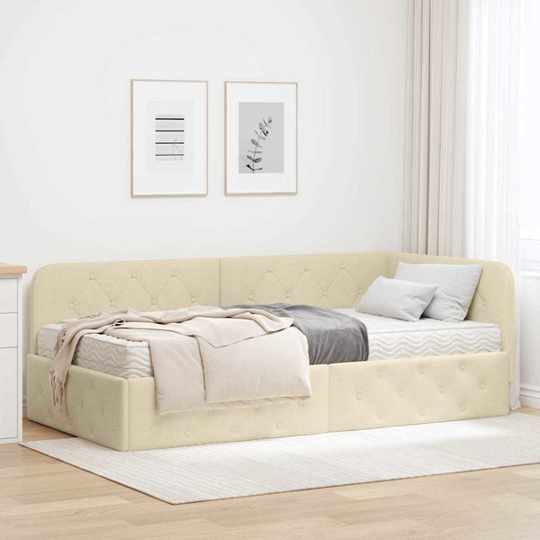 Eckbettgestell Creme 90x190 cm
