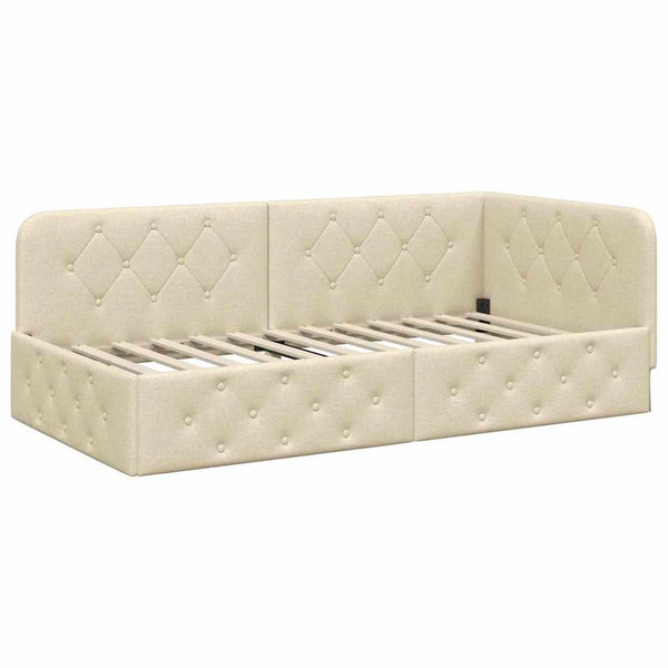 Eckbettgestell Creme 90x190 cm